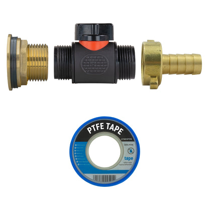 1″ Brass Water Butt Kit – 13mm Brass Barb & Cutter