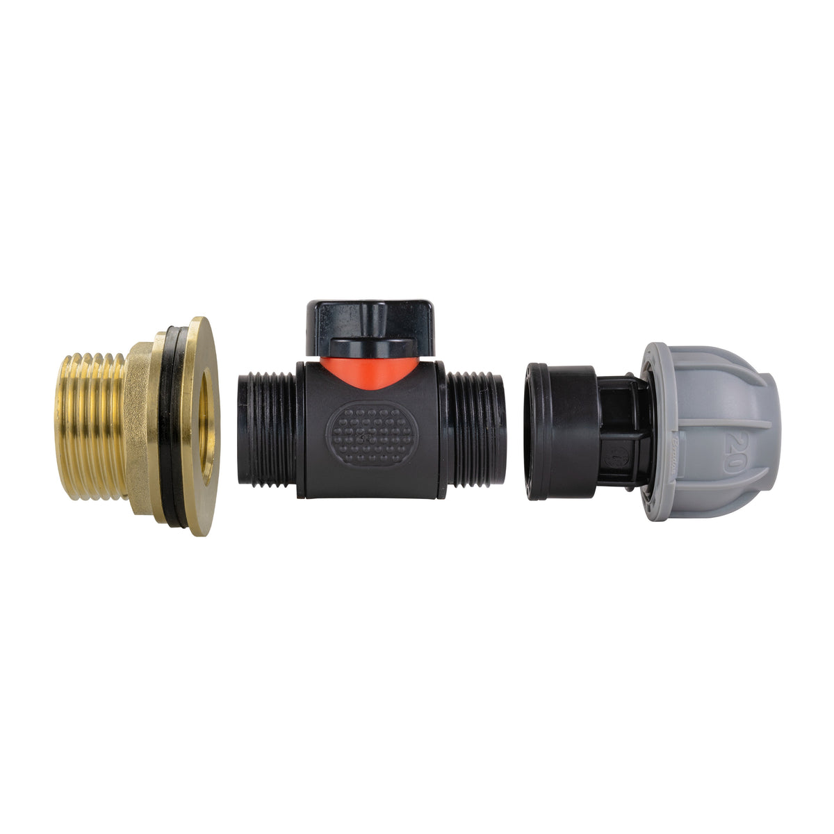 1″ BSP Water Butt Kit – Inline Valve & 20mm MDPE Fitting