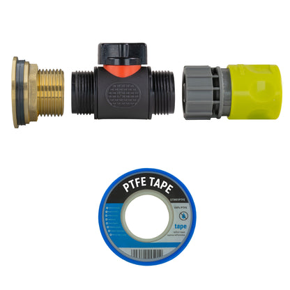 1″ Brass Water Butt Kit – Lime Female Quick Coupling & Cutter