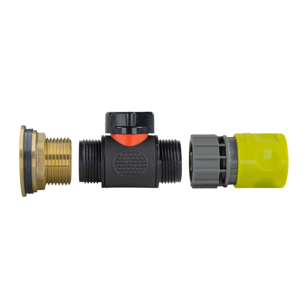 1″ BSP Water Butt Kit – Inline Valve & Lime Quick Socket