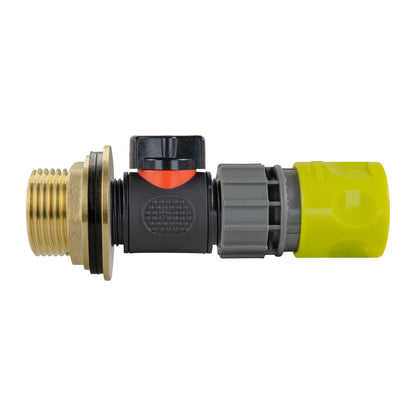 1″ BSP Water Butt Kit – Inline Valve & Lime Quick Socket