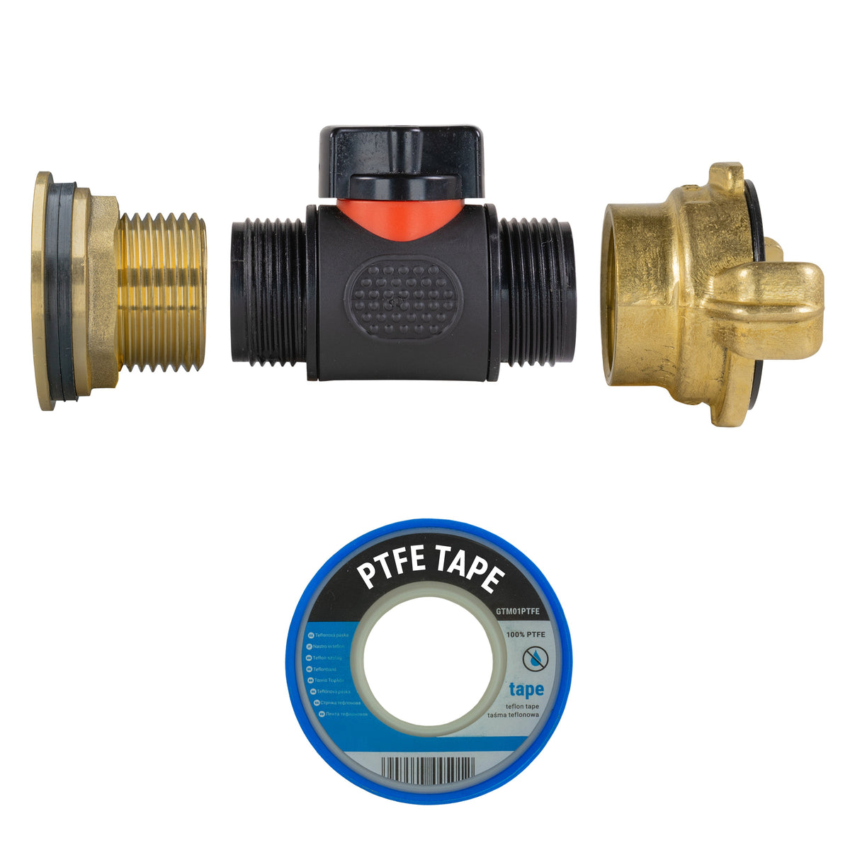 1″ BSP Water Butt Kit – Inline Valve & Brass Claw Outlet