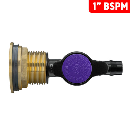1″ Brass Water Butt Kit – Purple-Cap 13mm Valve & Cutter