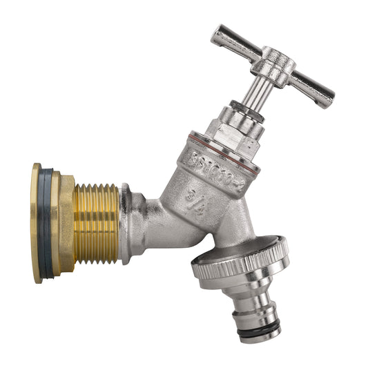 Water Butt Brass Kit 1" BSP with Nickel Plated Quick Connect Tap