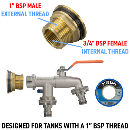 1″ BSP Water Butt Kit – Double Quick-Connect Tap