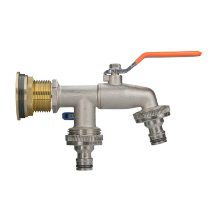 1″ BSP Water Butt Kit – Double Quick-Connect Tap; supplied fittings shown.