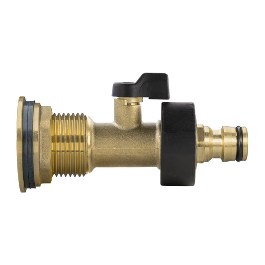 Water Butt Brass Kit 1" BSP with Brass Valve + Quick Connect