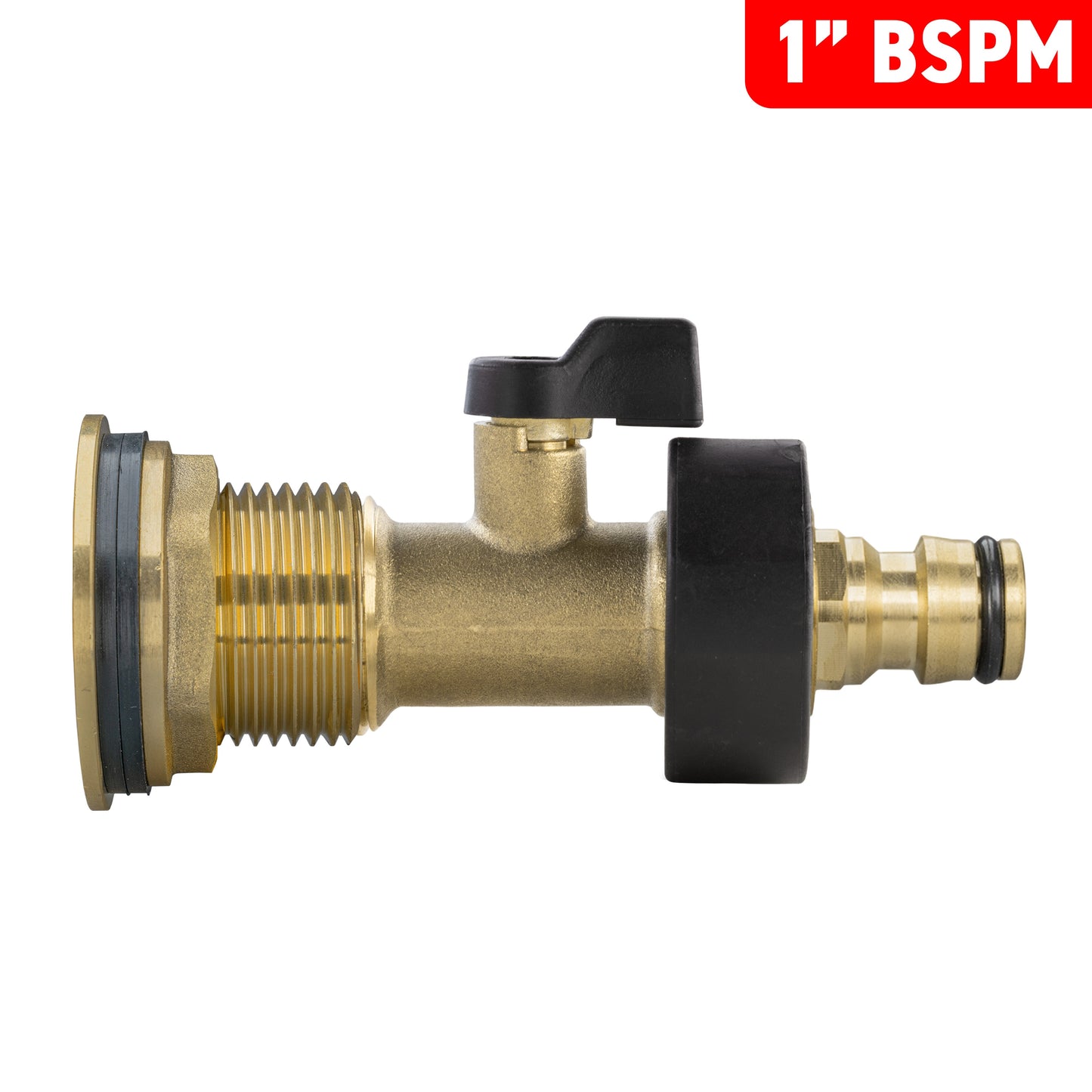 Water Butt Brass Kit 1" BSP with Brass Valve + Quick Connect