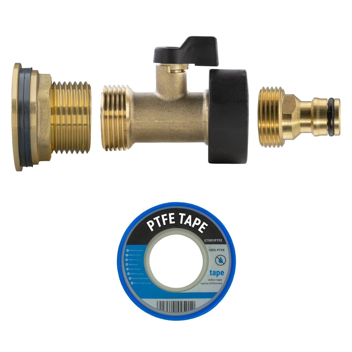Water Butt Brass Kit 1" BSP with Brass Valve + Quick Connect