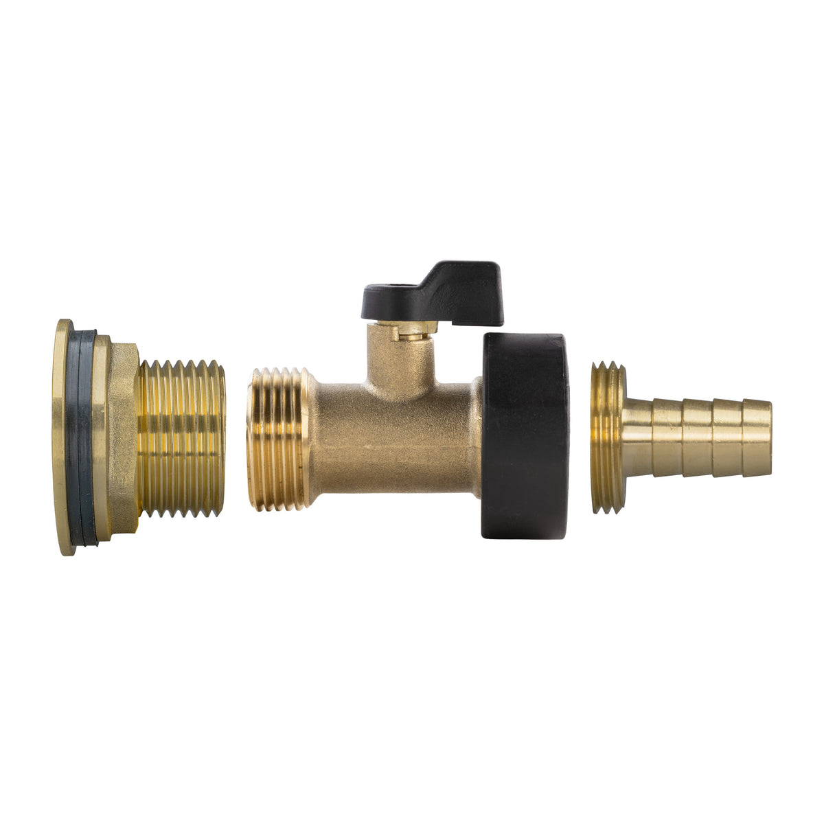 1″ Brass Water Butt Kit – Brass Valve, 13mm Barb & Cutter