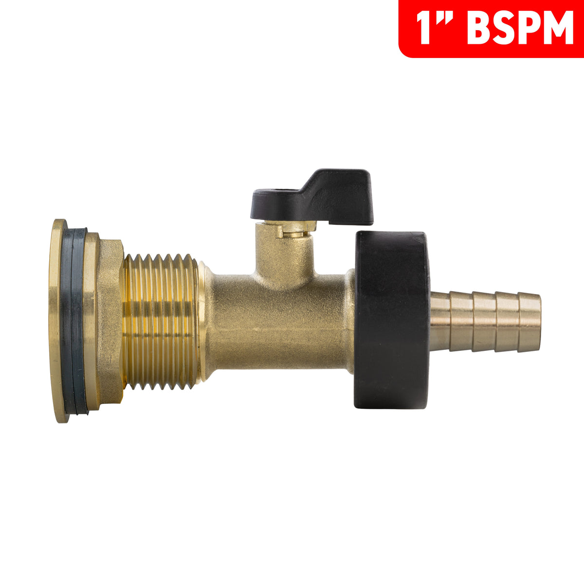 1″ Brass Water Butt Kit – Brass Valve, 13mm Barb & Cutter
