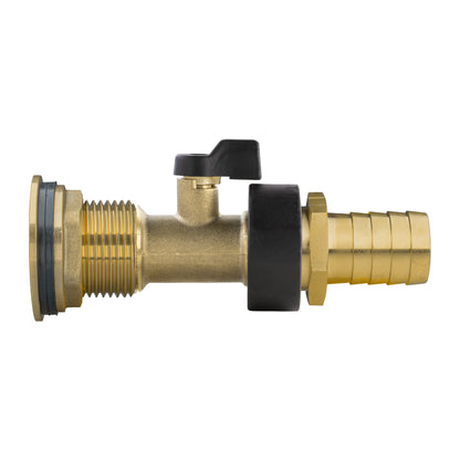 1″ BSP Water Butt Kit with Valve – 19mm Brass Barb; supplied product shown.