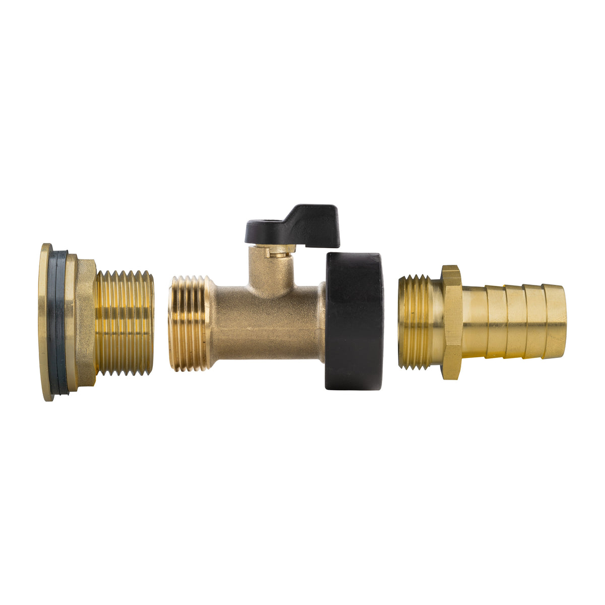 1″ BSP Water Butt Kit with Valve – 19mm Brass Barb