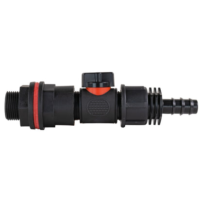 ¾″ BSP Water Butt Kit – Valve & 16mm Irrigation Barb; supplied fitting shown.