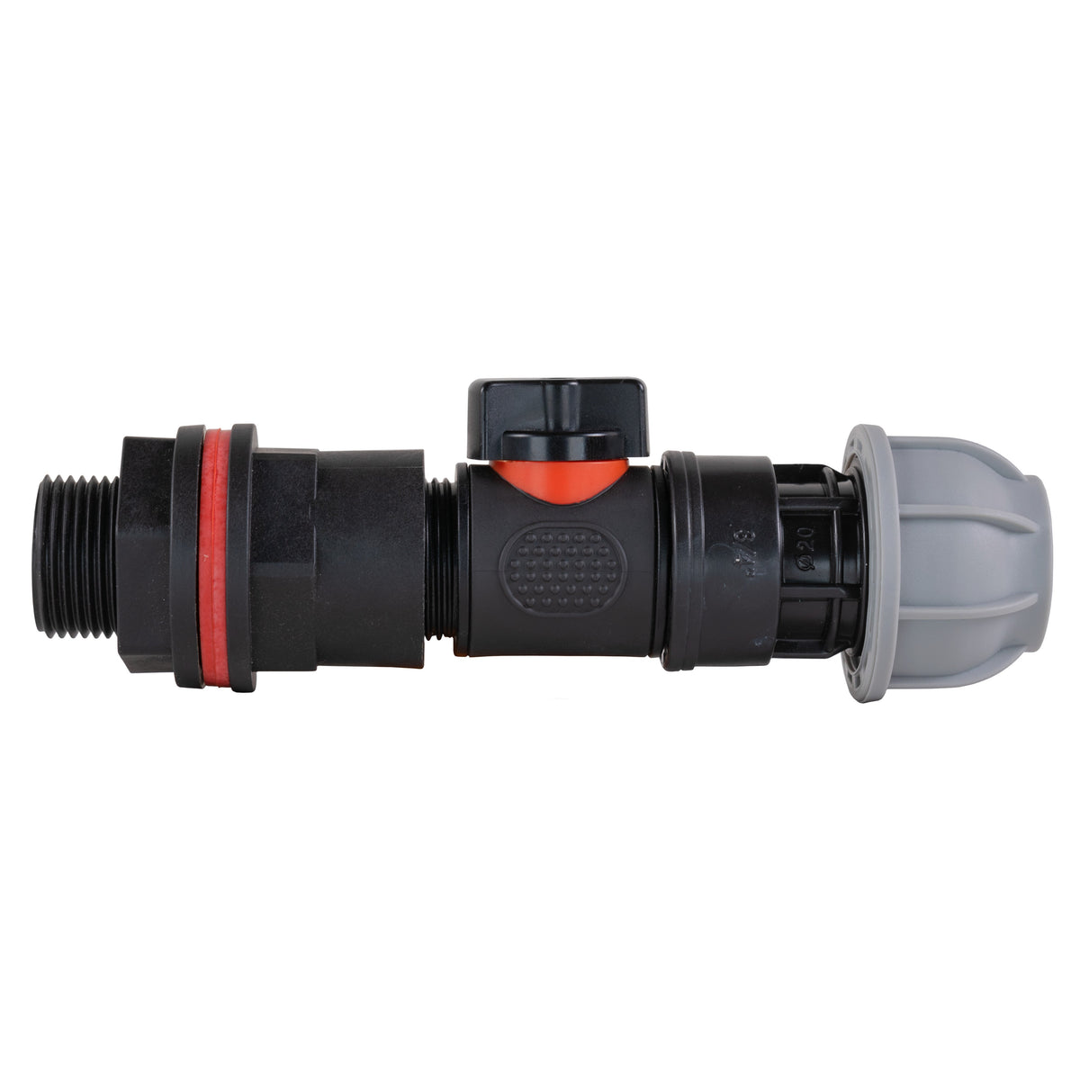¾″ BSP Water Butt Kit – Valve & 20mm MDPE Connector; supplied fitting shown.