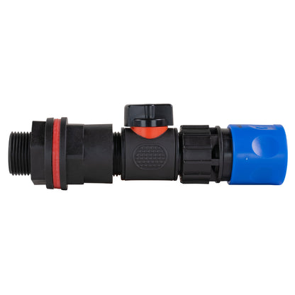 ¾″ BSP Water Butt Kit – Valve & Blue Quick Socket; supplied fittings shown.