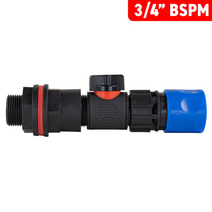 ¾″ BSP Water Butt Kit – Valve & Blue Quick Socket