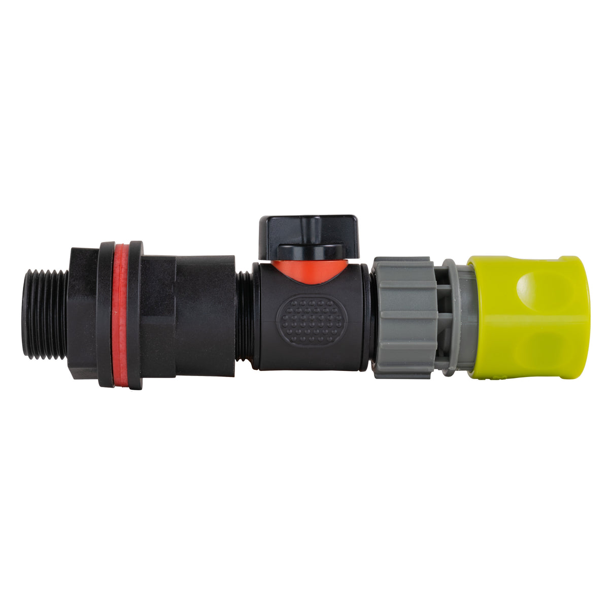 ¾″ BSP Water Butt Kit – Valve & Lime Quick Socket; supplied fittings shown.