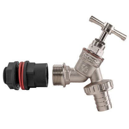 ¾″ Water Butt Kit – Nickel-Plated Barbed Tap & Cutter