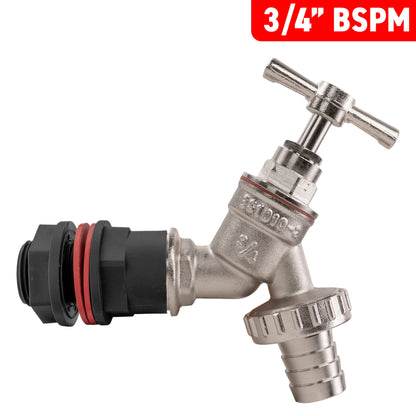 ¾″ Water Butt Kit – Nickel-Plated Barbed Tap & Cutter