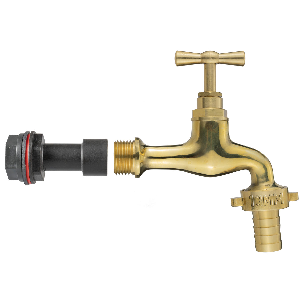 ½″ Water Butt Extension – 13mm Polished Brass Tap & Cutter