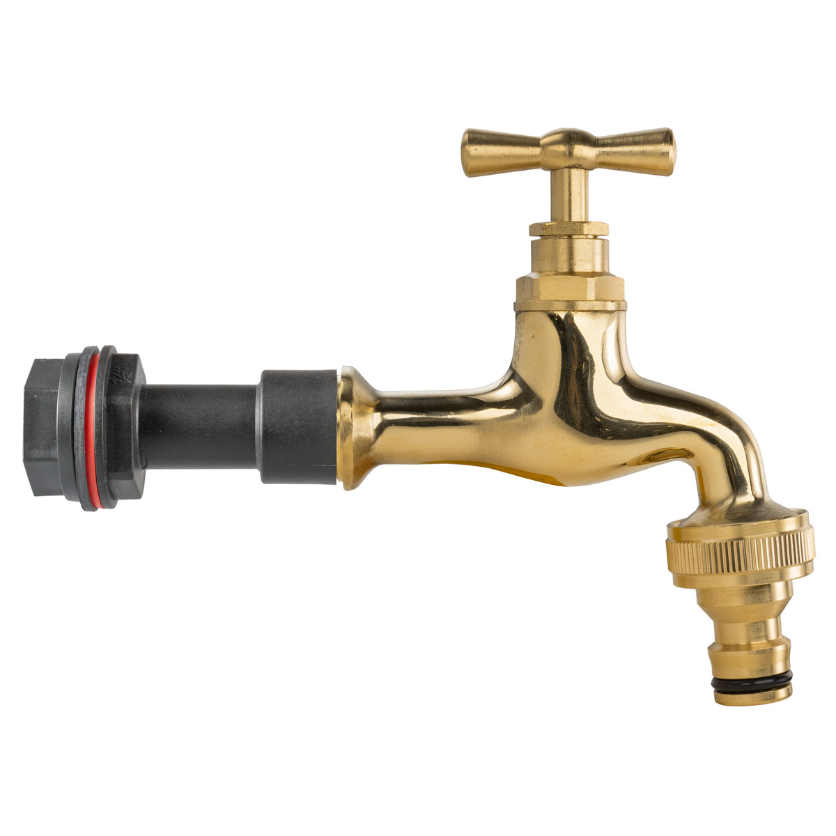 ½″ BSP Water Butt Extension – Polished Brass Quick Tap; supplied fitting shown.