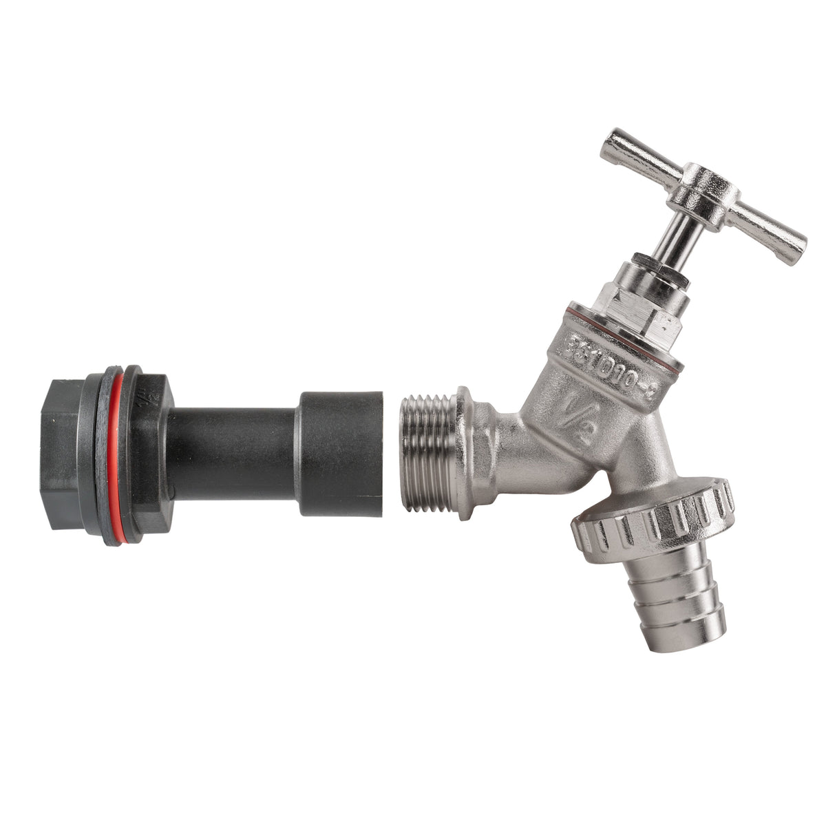 ½″ BSP Water Butt Extension – Nickel Brass ½″ Barbed Tap