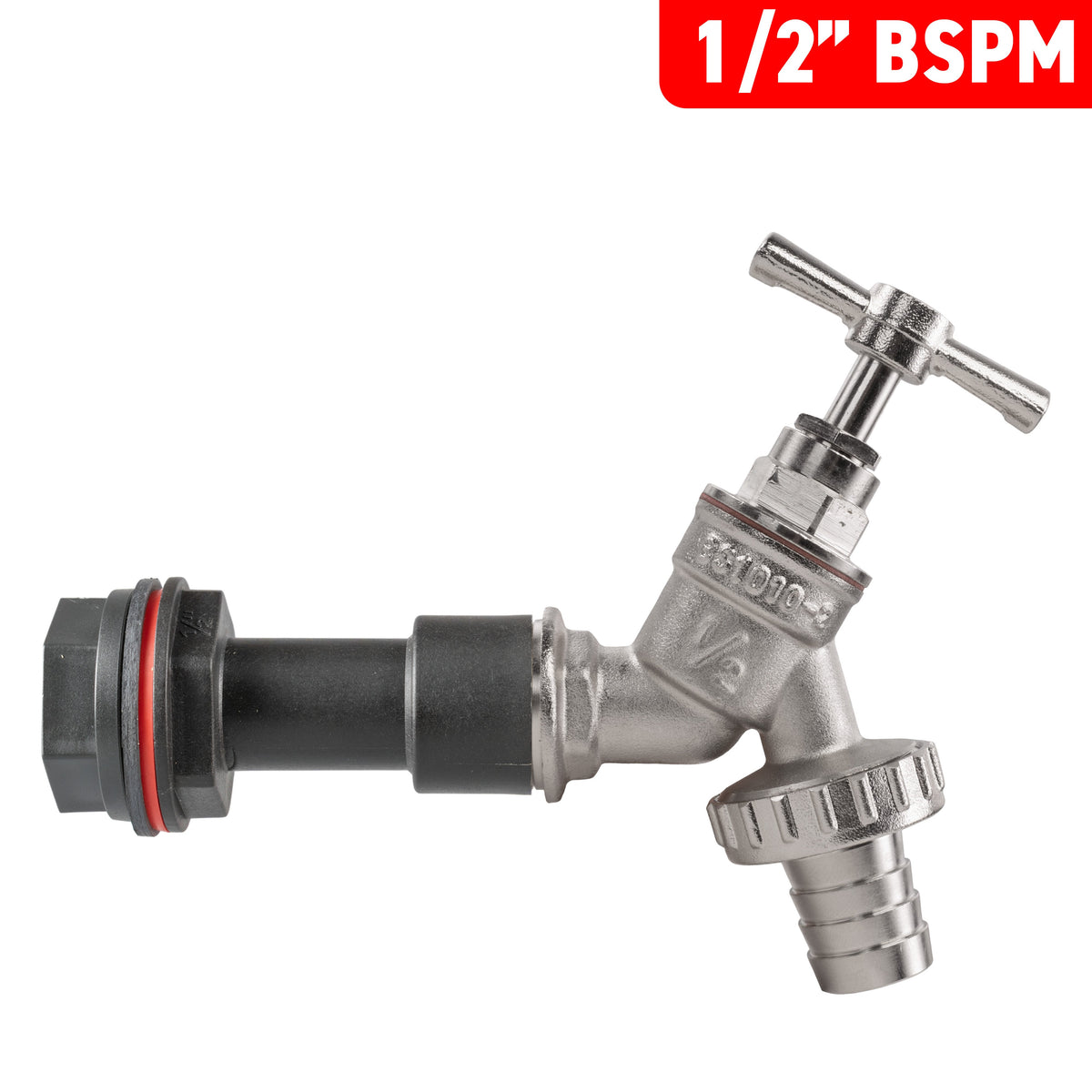 ½″ BSP Water Butt Extension – Nickel Brass ½″ Barbed Tap