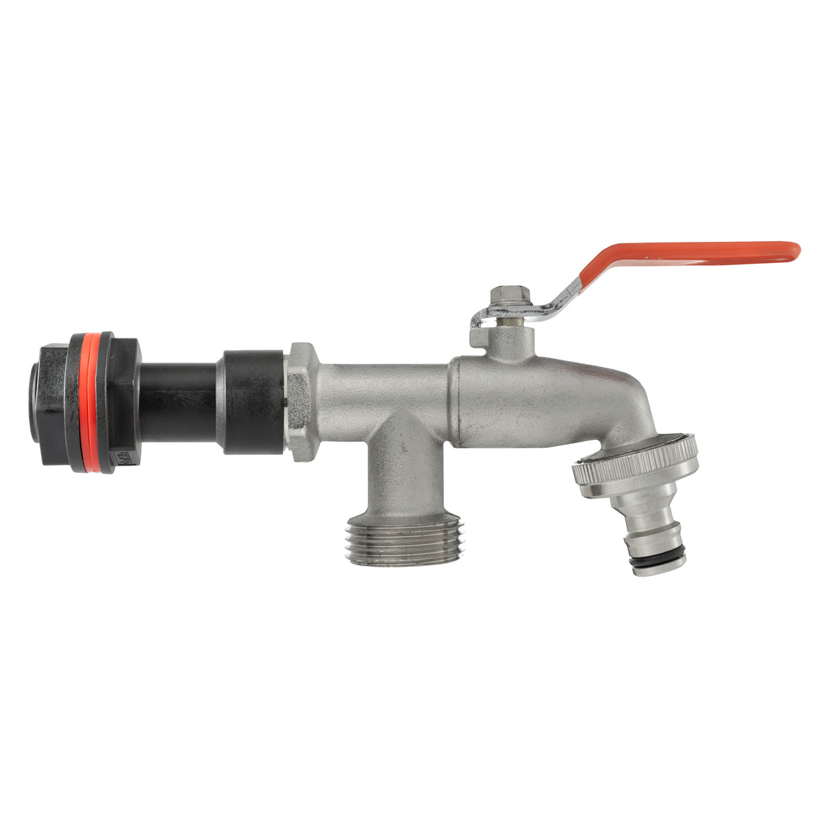 ¾″ BSP Water Butt Extension – Double Garden Tap; supplied fittings shown.