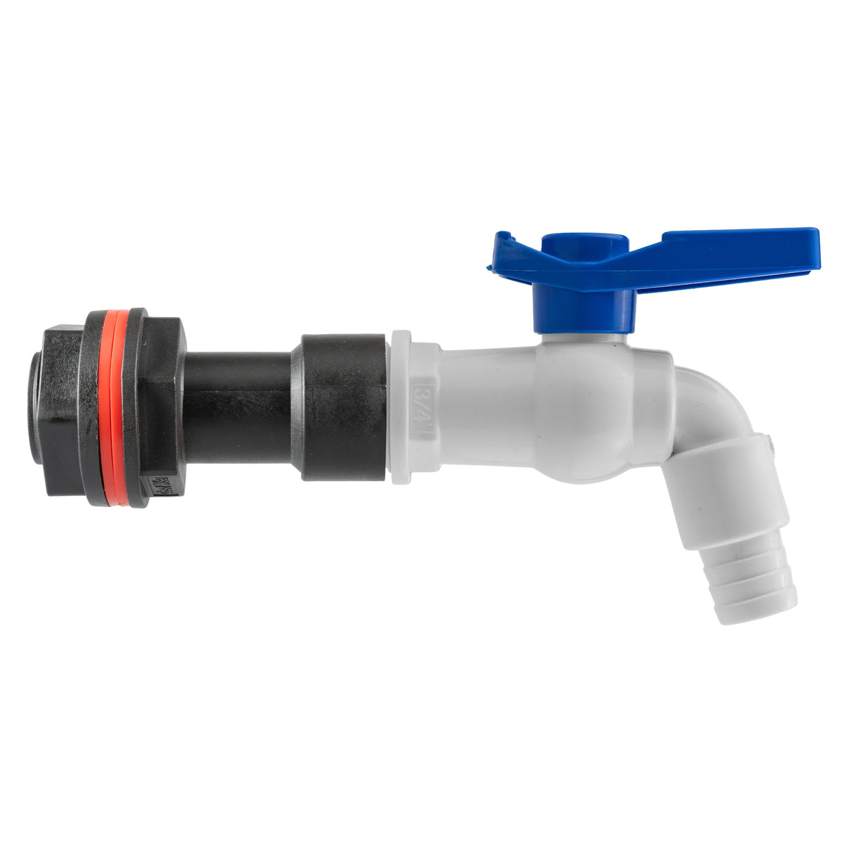 ¾″ BSP Water Butt Extension – White PVC Tap; supplied fittings shown.