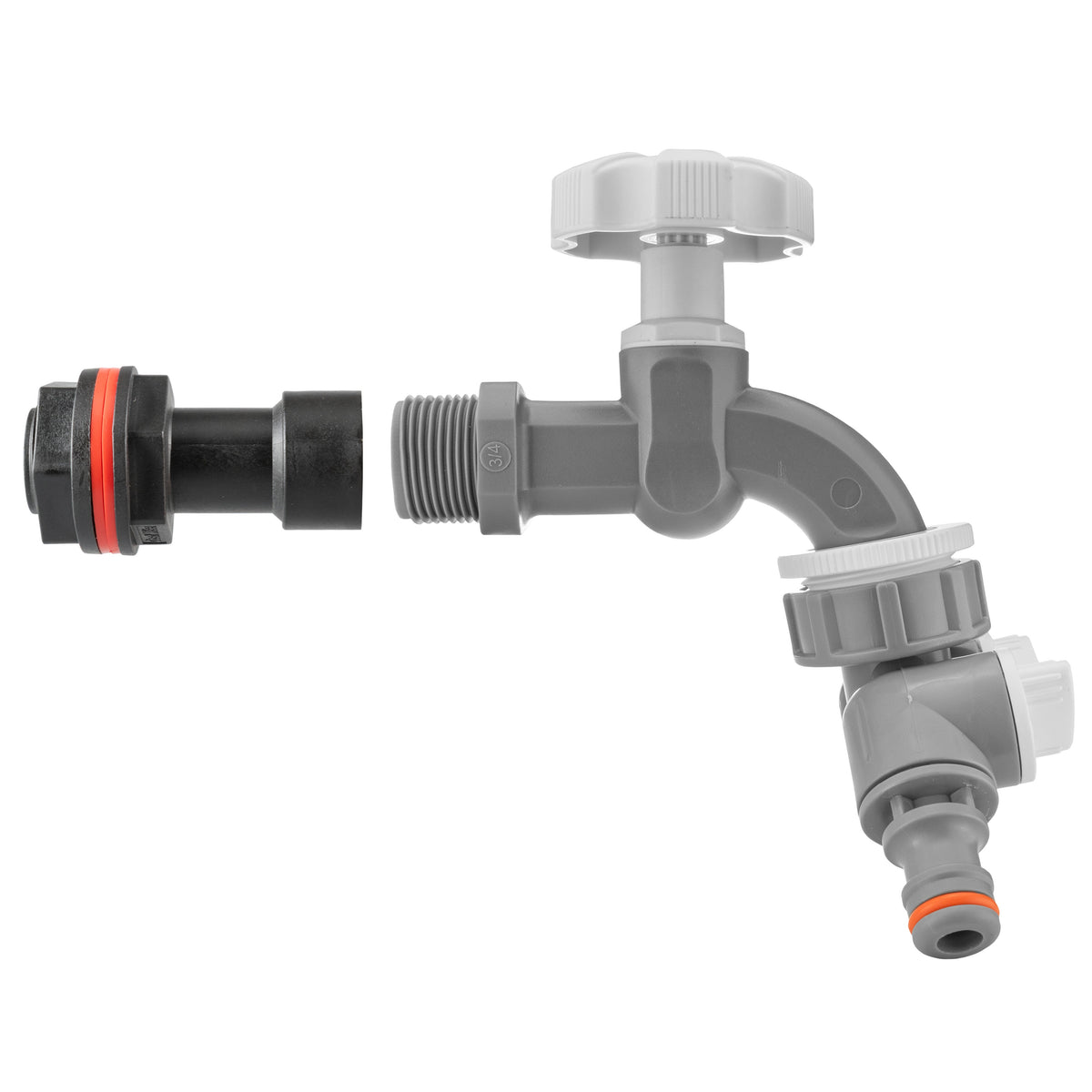 ¾″ Water Butt Extension – Grey Tap & Two-Way Splitter & Cutter