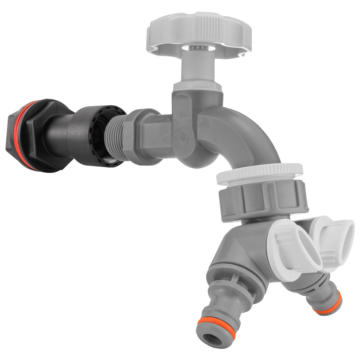 ¾″ Water Butt Extension – Grey Tap & Two-Way Splitter & Cutter