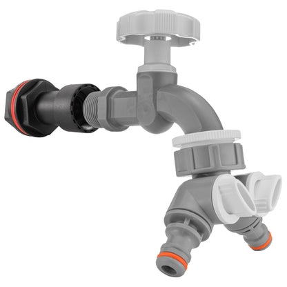 ¾″ Water Butt Extension – Grey Tap & Two-Way Splitter & Cutter
