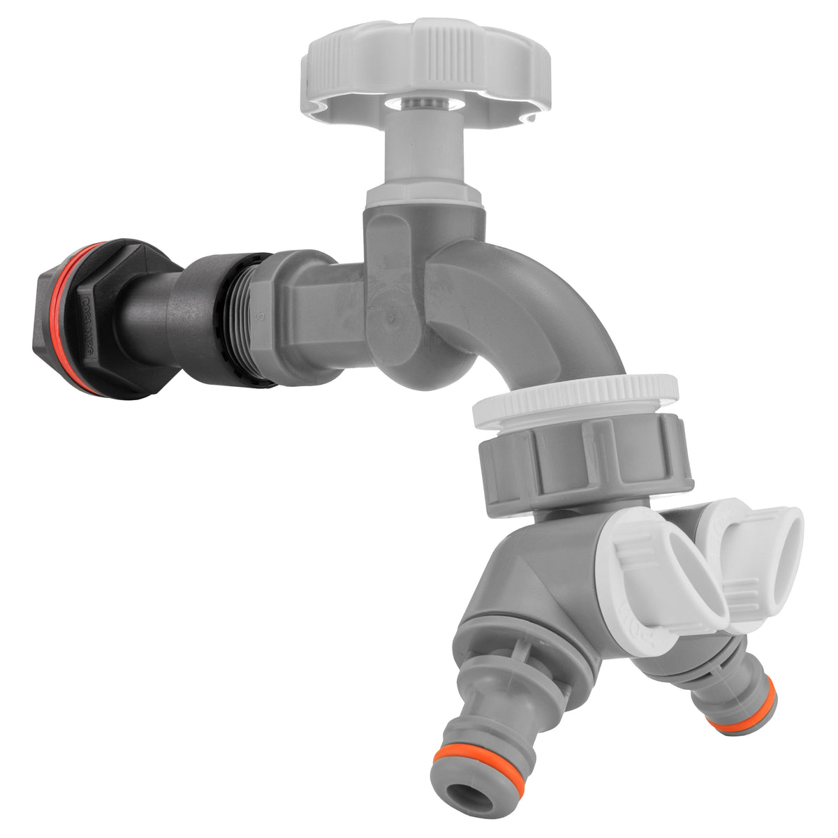 ¾″ Water Butt Extension – Grey Tap & Two-Way Splitter & Cutter