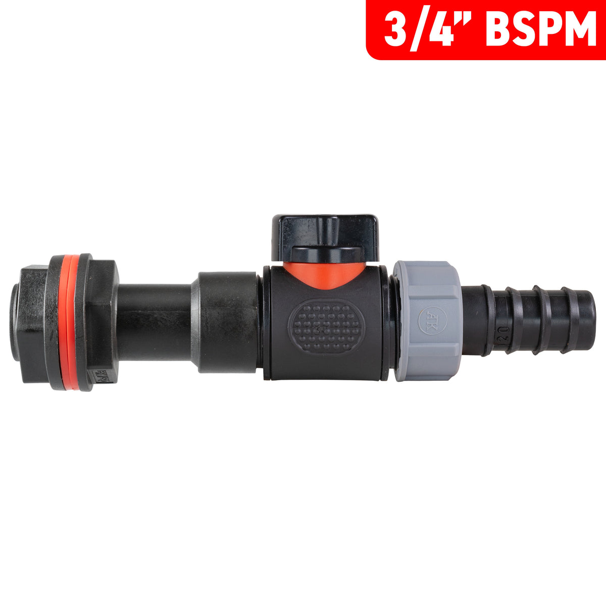 ¾″ BSP Water Butt Extension – Valve & 20mm Irrigation Barb