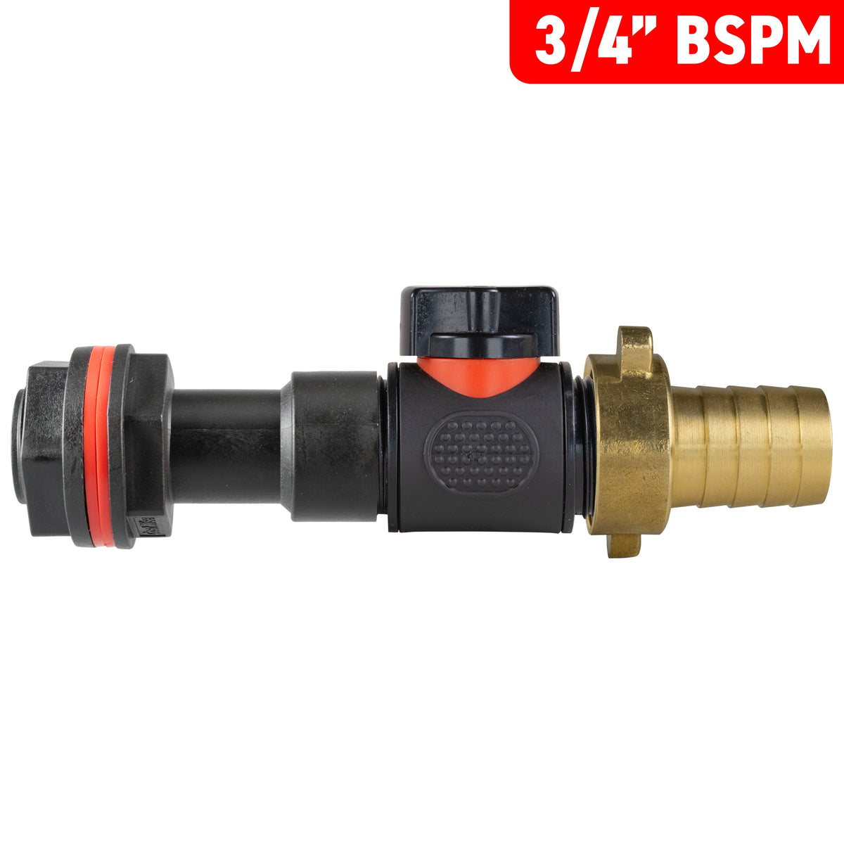 ¾″ BSP Water Butt Extension – Valve & 19mm Brass Barb