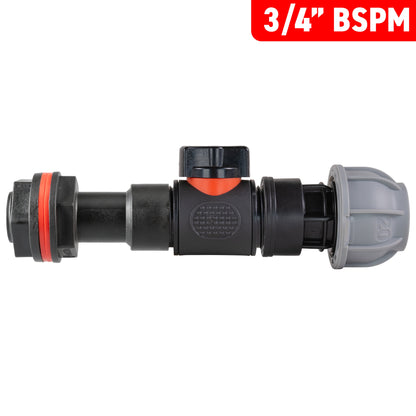 ¾″ BSP Water Butt Extension – Valve & 20mm MDPE Connector