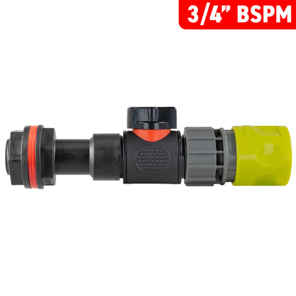 ¾″ BSP Water Butt Extension – Valve & Lime Quick Socket