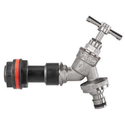 ¾″ BSP Water Butt Extension – Nickel-Plated Quick Tap; supplied fittings shown.