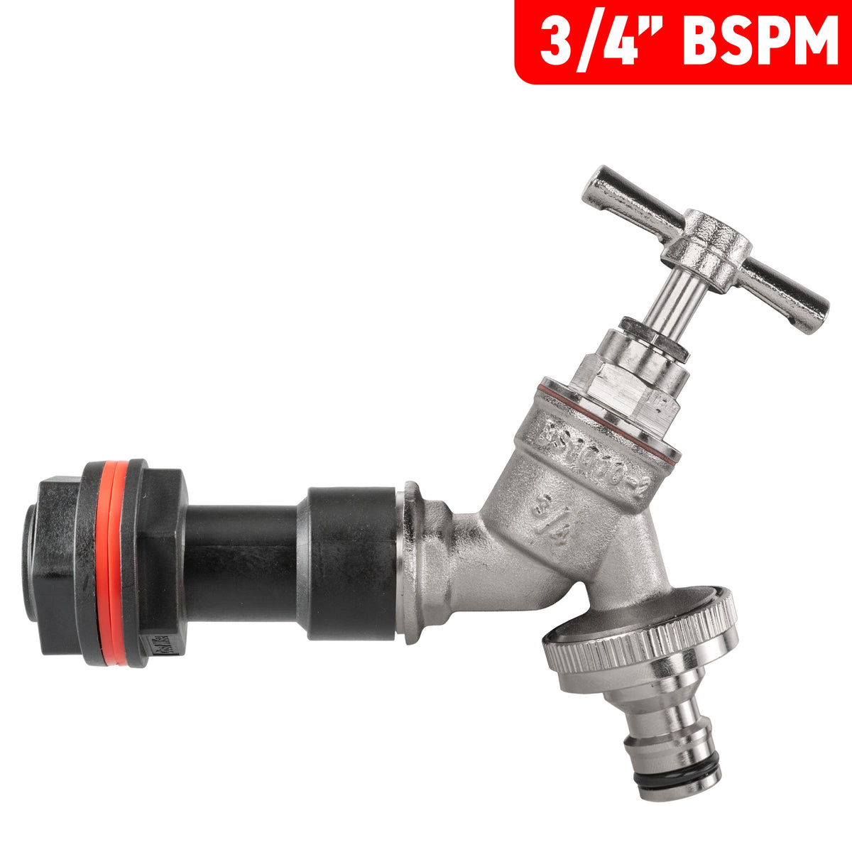 ¾″ BSP Water Butt Extension – Nickel-Plated Quick Tap