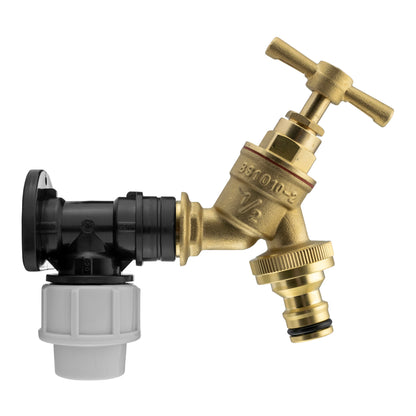 20mm MDPE Wall Flange With Brass Quick Connect Tap