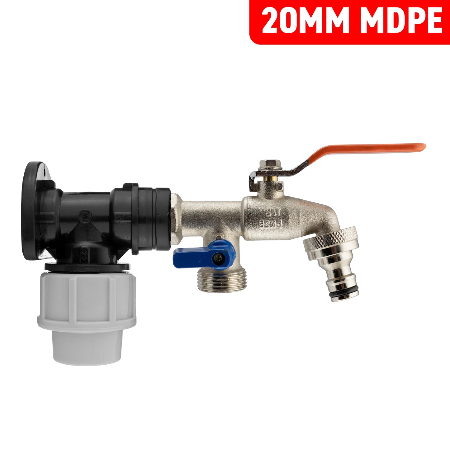 20mm MDPE Wall Flange with Double Lever Tap