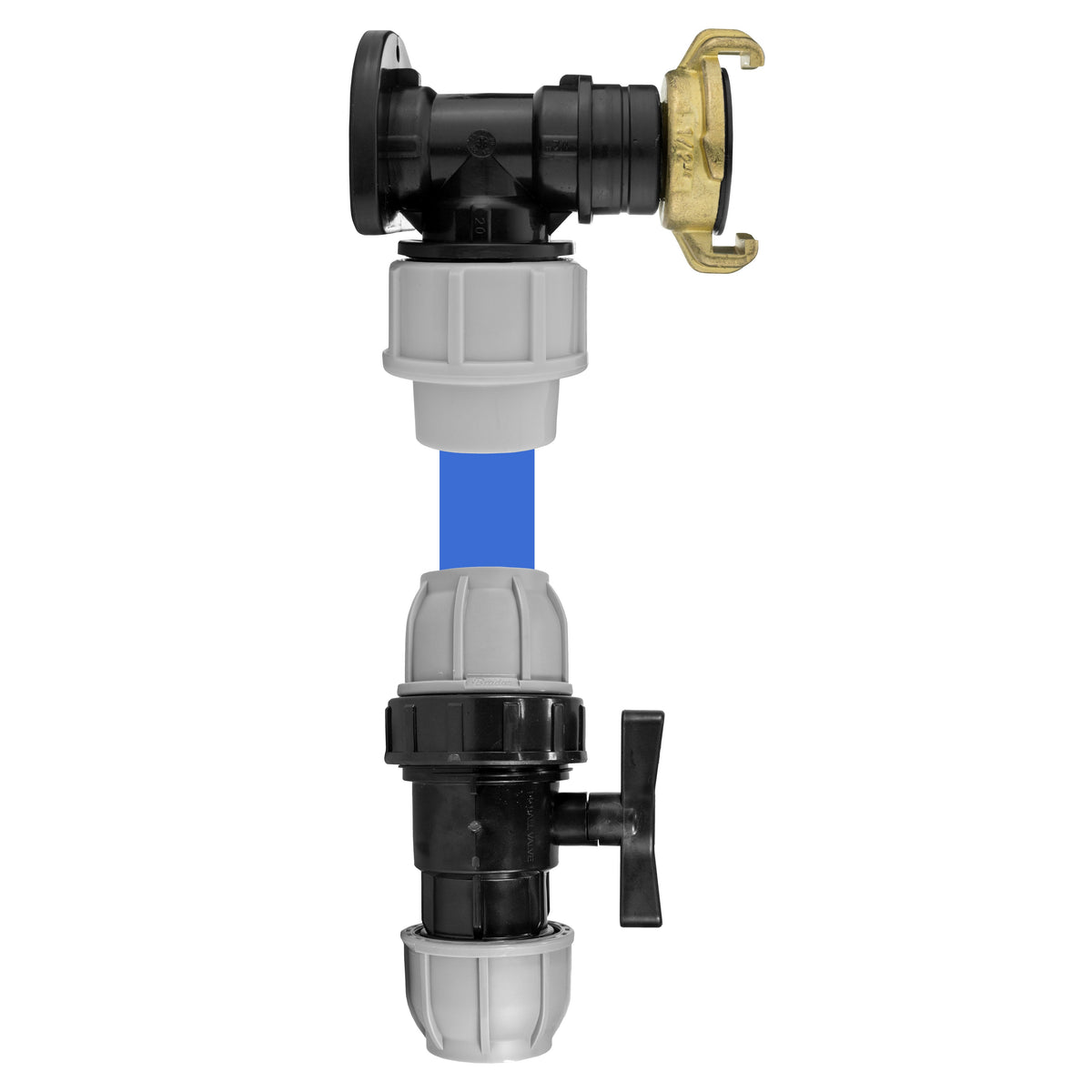 20mm MDPE Wall Kit – Claw Outlet & Separate MDPE Valve