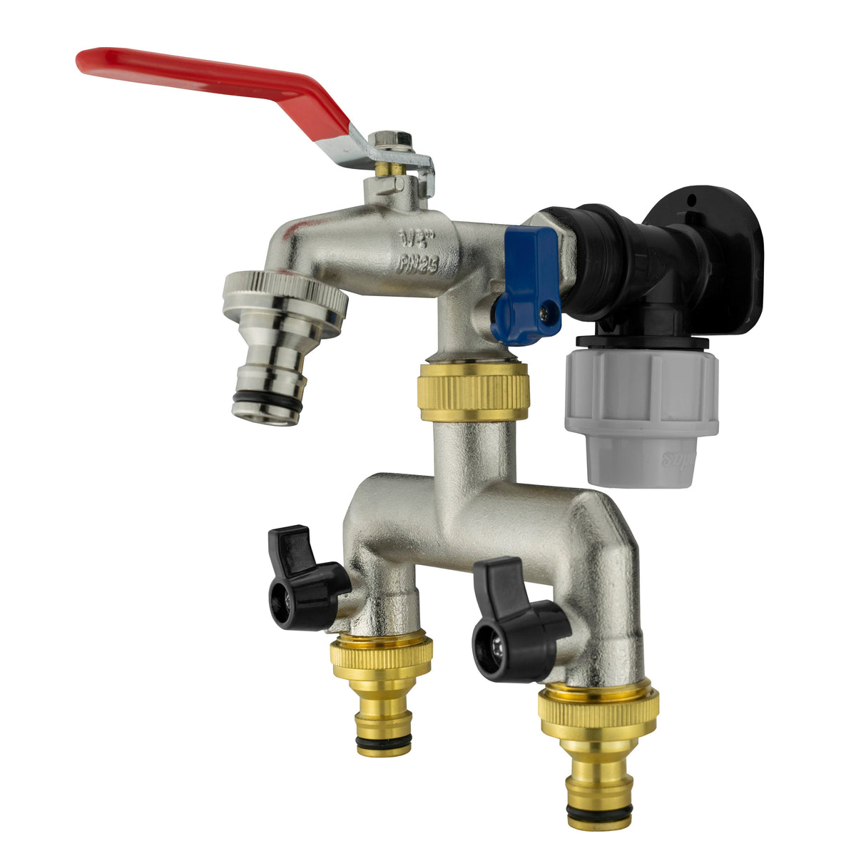 20mm MDPE Wall Kit – Double Tap & Three Snap-On Outlets