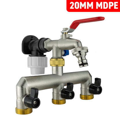 20mm MDPE Wall Kit – Double Tap & Three-Way H-Splitter