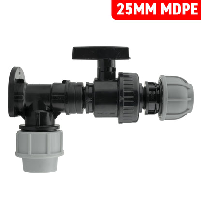 25mm MDPE Wall Kit – Large Valve & 25mm MDPE Outlet