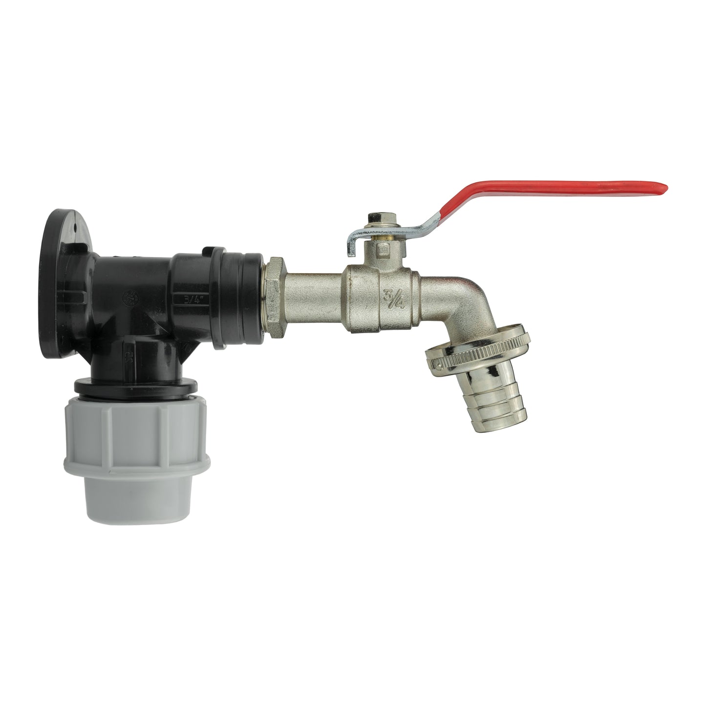 25mm MDPE Wall Flange with Lever Tap 3/4" Barb