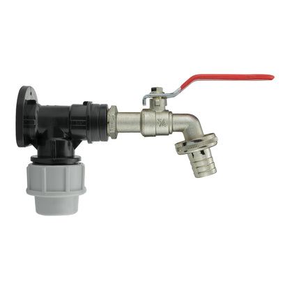 25mm MDPE Wall Flange with Lever Tap 3/4" Barb