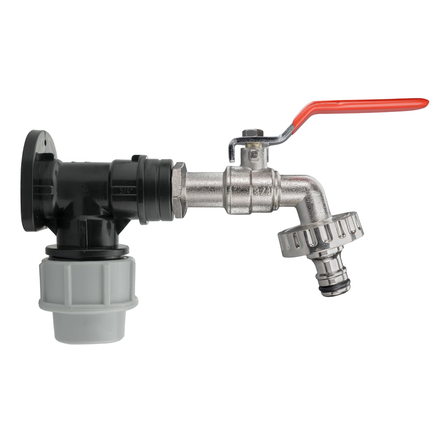 25mm MDPE Wall Flange with Quick Connect Lever Tap