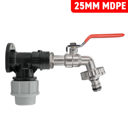 25mm MDPE Wall Flange with Quick Connect Lever Tap